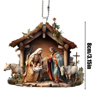 Acrylic Nativity Scene Ornaments - 2D Christmas Tree Decorations