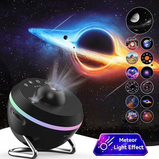 12 IN 1 Galaxy Star Projector with Meteor Ultra Clear Night Light Lamp - Rotary Space Ball Planetarium Projector Lights for Kids