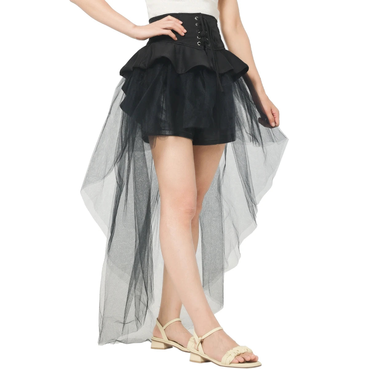 Steampunk Corset Overskirt Gothic Punk Skirt Women Halloween Party Carnival Cocktail Tulle Skirts