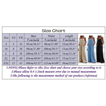 Women’s Rompers Cotton Linen Loose Jumpsuit - Casual Solid Color Wide-Leg Pants Button Strap Romper