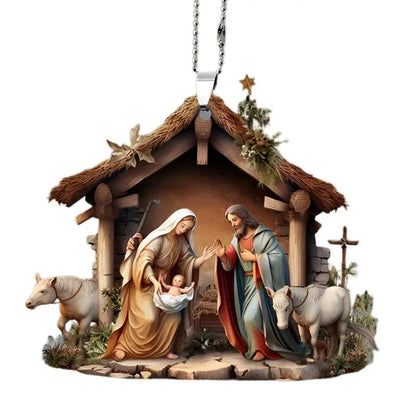 Acrylic Nativity Scene Ornaments - 2D Christmas Tree Decorations