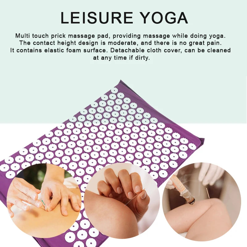 Ergonomic Purple Yoga Massage Pads - Enhanced Touchpoints for Neck, Back & Foot Relief