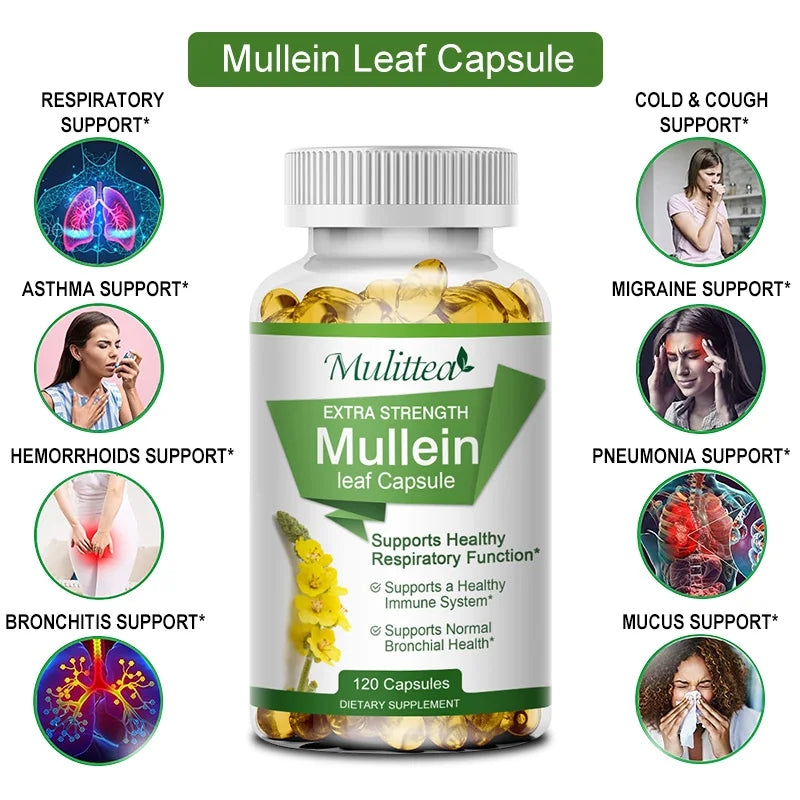 Natural Mullein Leaf Capsules - Respiratory Support | 1000 mg per Serving