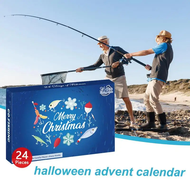 Advent Calendar Fishing Tackle Set - 24X Christmas Countdown Calendar with Fishing Lures