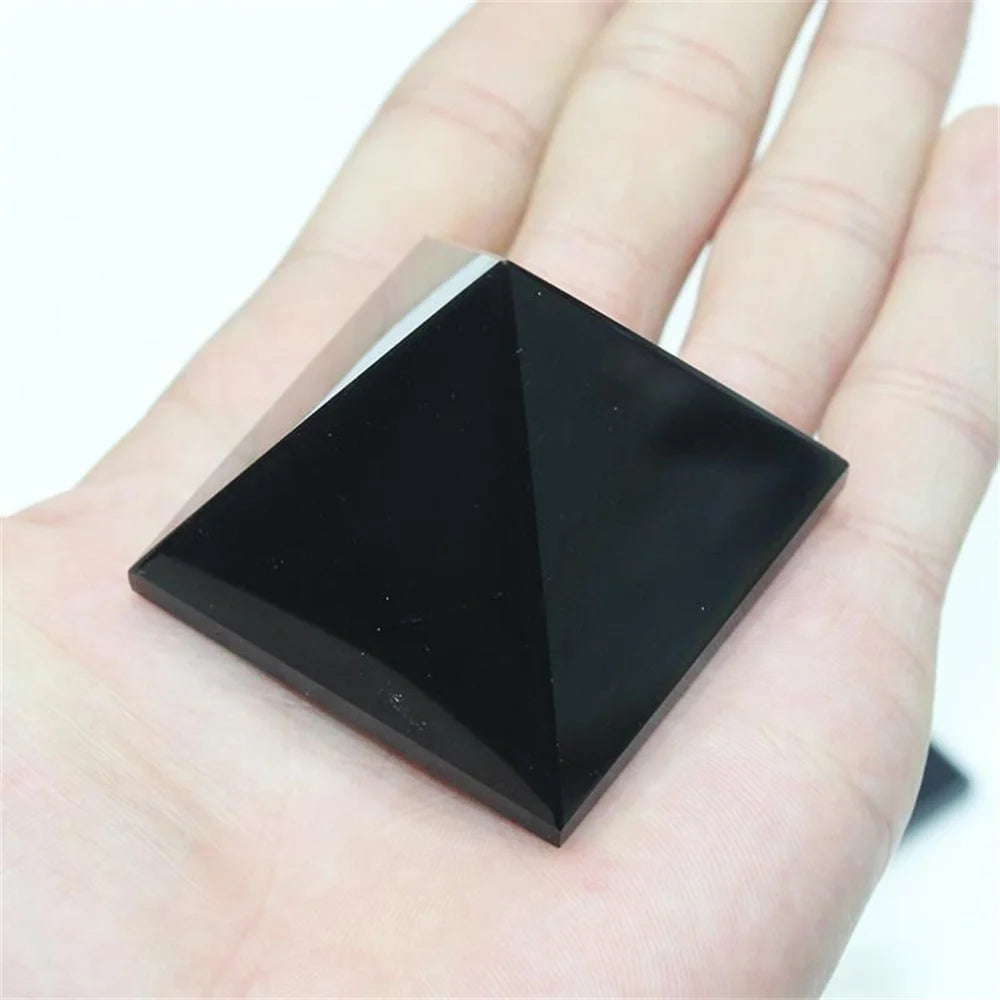 Black Obsidian Pyramid Crystal for Protection and Healing