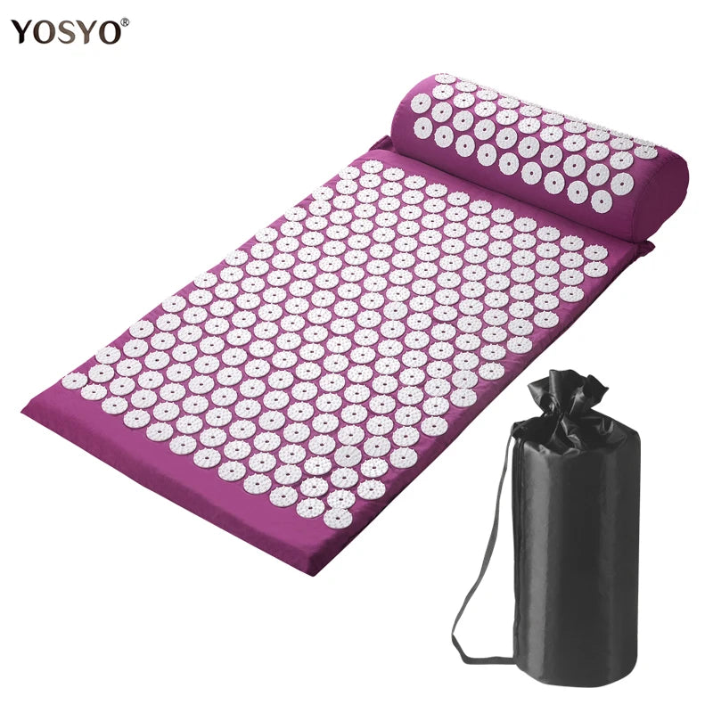 Ergonomic Purple Yoga Massage Pads - Enhanced Touchpoints for Neck, Back & Foot Relief