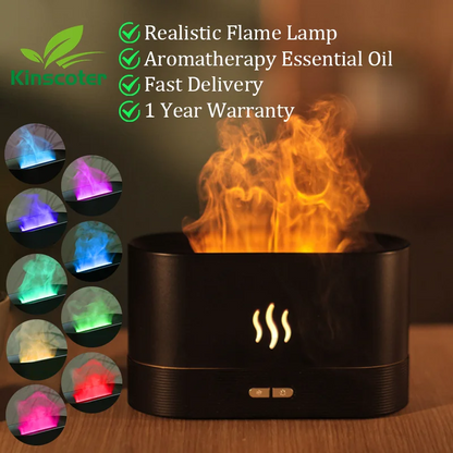 KINSCOTER Ultrasonic Aroma Diffuser & Cool Mist Humidifier with LED Flame Effect