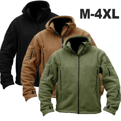 Mens Hiking Fishing Camping Trekking Thermal Polar Fleece Tactical Jackets Outdoor Sports Hood Coat Softshell