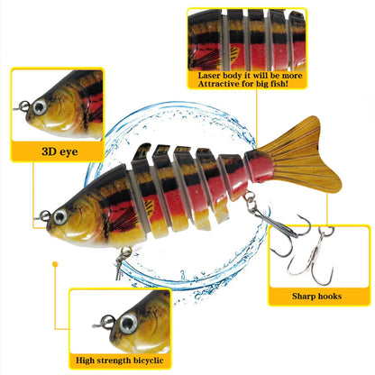 5Pcs 7 Segment Fishing Lure Set - Lifelike Multi Jointed Hard Baits for Pike, Wobbler, Crankbait, Artificial Swimbait