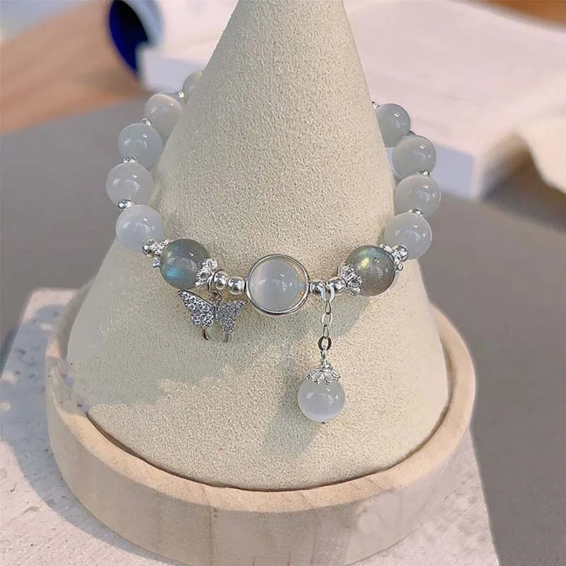 Korean White Moonlight Stone Crystal Bracelet for Women or Girls