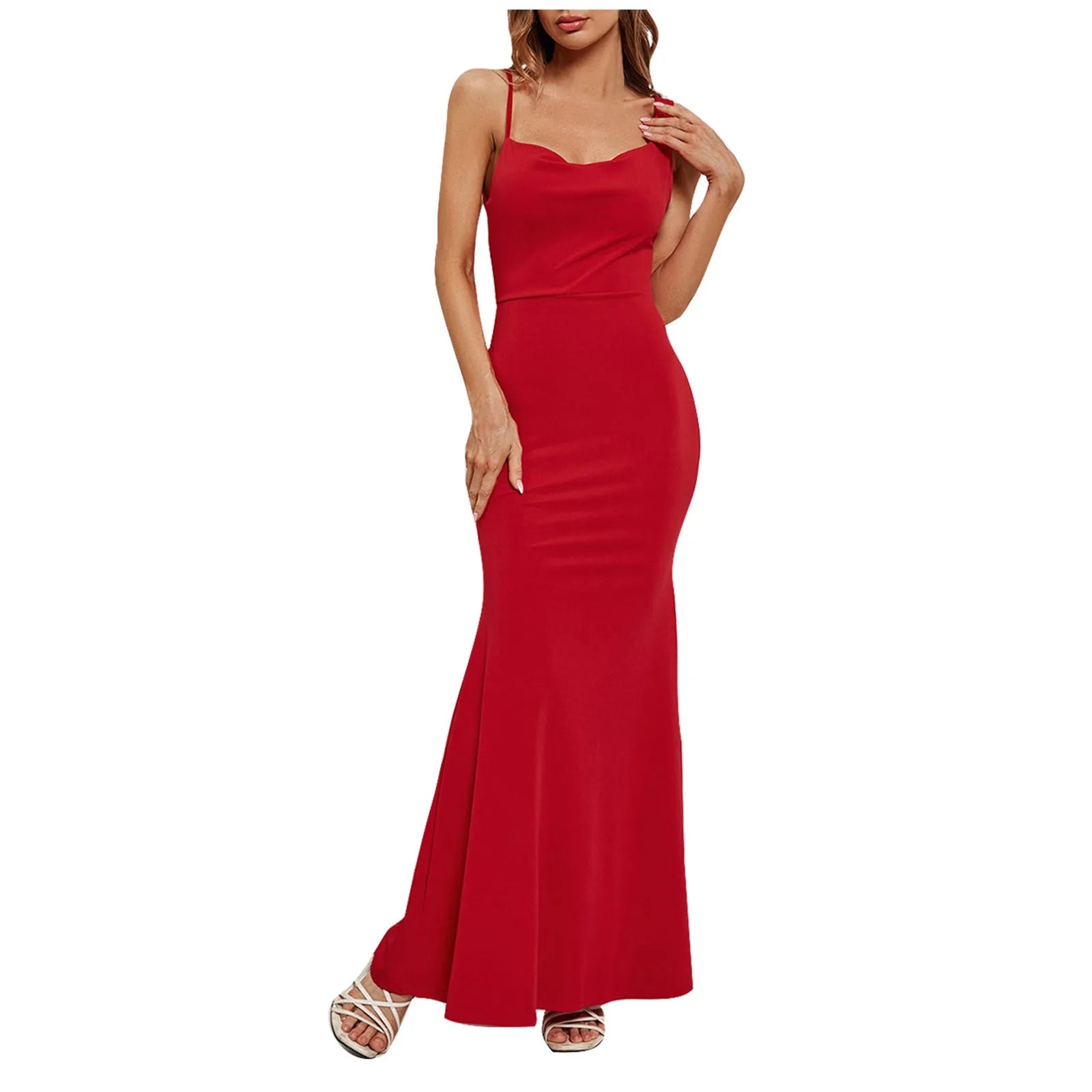 Satin Slip Maxi Dress - Sleeveless, Backless, Bodycon