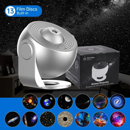 Galaxy Projector Night Light with 13 Film Discs & 360° Rotation