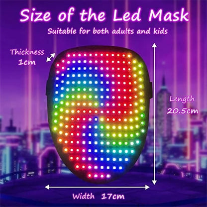 LED Mask Halloween Light Up Mask Kids/Adults DJ Mask Costume Party Cosplay