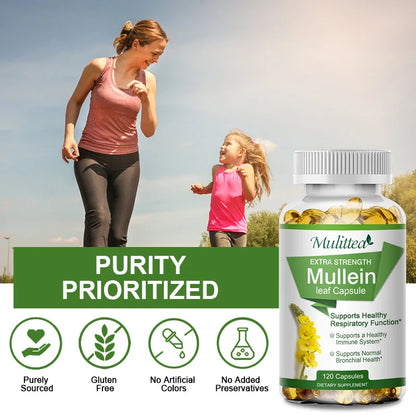 Natural Mullein Leaf Capsules - Respiratory Support | 1000 mg per Serving