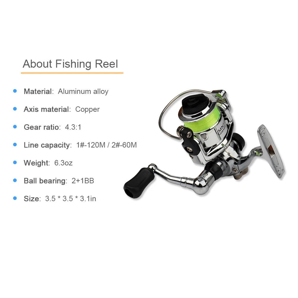 Pocket Collapsible Fishing Rod Reel Combo Mini Pen Fishing Pole Kit Telescopic Fishing Rod Spinning Reel Combo Kit