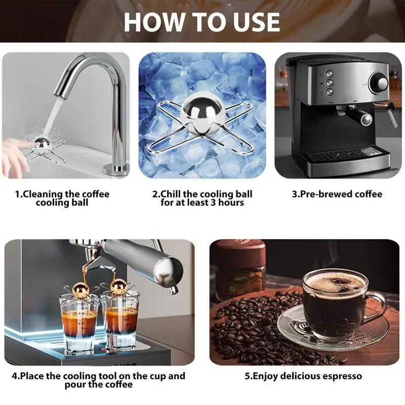 Coffee Freezer Ball Reusable Coffee Cooling Tool Stainless Steel Espresso Frozen Ice Ball Cooling Coffee Flavor Enhancer Gadgets