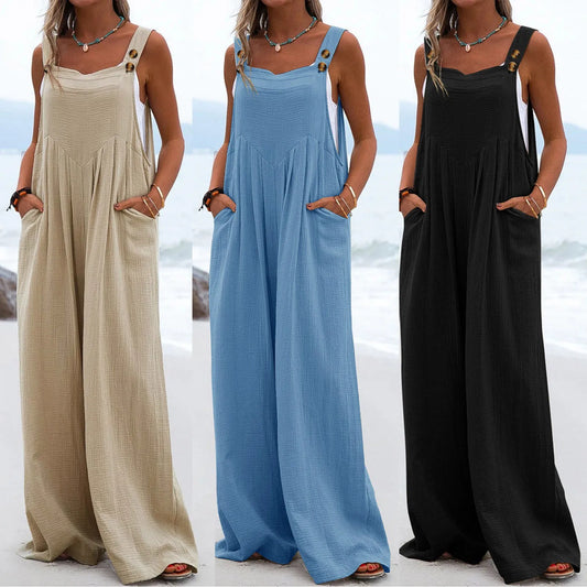 Women’s rompers cotton linen jumpsuit image